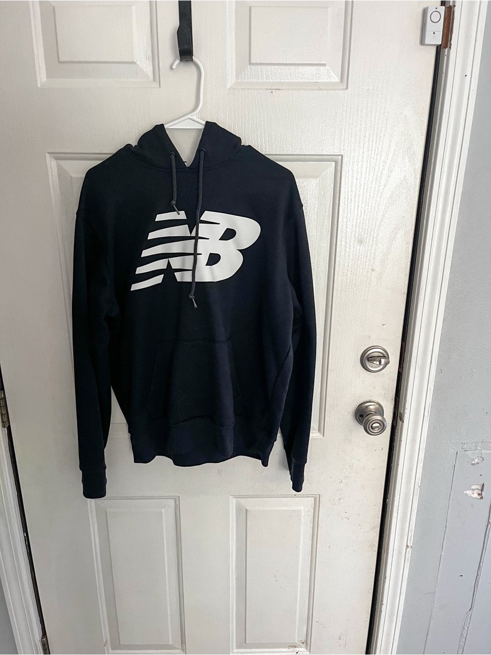 New Balance Black Hoodie with White NB Logo - Men's Pullover